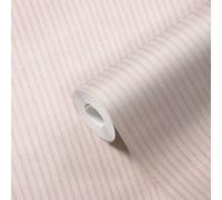 Papel Tapiz Rayado Estilo Casa De Campo - Crema, Rosa