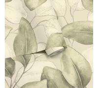 Rasch 659870 Opulenza Hoja Papel Tapiz Vinílico Verde Salvia Clásico