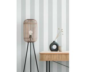 Papel Tapiz Texturizado En Diseño De Rayas En Bloque - Blanco, Gris