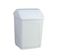 Papelera 55 litros blanca con tapa basculante, diseño rectangular y fácil de limpiar para cocina y hogar | Denox