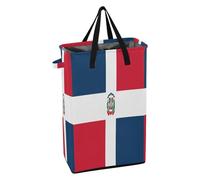 Papelera alta con asa resistente, cesta plegable para ropa sucia para recámara, bandera de República Dominicana