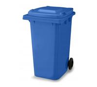 Papelera azul con ruedas de 120 litros