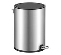 Papelera Baño, 3 litros, Cubo de Basura de Baño, con Tapa, Cierre Suave, con Pedal, Cubo Interior de Plástico Extraíble, para Baño, Oficina, Acero, Plata Metálico