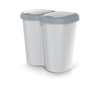 Papelera Compacta B Duo 40L, gris ceniza, dos tapas, pared