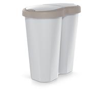 Prosperplast Keden Compacta R Duo 40 L Cubo de Basura de Plástico con Marco, Dos Tapas Independientes, Separación Higiénica de Residuos, para Oficina o Hogar (marrón/ceniza)