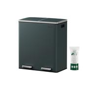 Papelera con Doble Compartimento Cubo de 2 x 30 L con Basura Pedal de Metal Gris Antracita