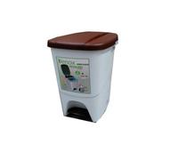 Papelera con pedal denox blanco marrón rectangular 25 l
