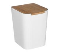 Homemaison Papelera 5five Naturéo con tapa de bambú 5 l blanca