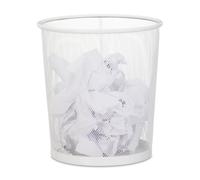 Relaxdays Set 4 papeleras de metal blanco tamaño M blanco