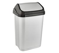 Papelera cubo de basura con tapa giratoria de 25 l color plata claro Keeeper
