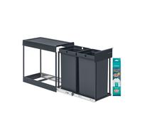 Papelera de Cocina para Reciclaje y Residuos 2 x 15 L Gris