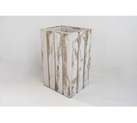 Papelera de Madera Blanca Vintage Sam, Papelera Decorativa de Madera, Blanco Vintage, 30.5x26.5x49cm. Incluye Imán de Madera Personalizable de Regalo.