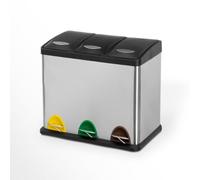 Papelera de pedal para reciclaje de 3 compartimentos de 8 litros
