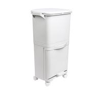 Papelera de reciclaje de clasificación selectiva con pedal, ruedas y asa de doble compartimentos de 38l (24l + 14l).