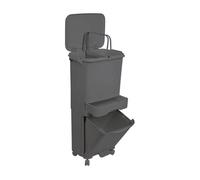 Wellhome Papelera reciclaje 42L triple compartimento con pedal, ruedas y asa Gris antracita