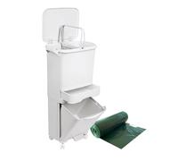 Papelera de reciclaje de clasificación selectiva con pedal, ruedas y asa de triple compartimento de 42L (24L + 4L + 14L). INCLUYE regalo bolsas de basura