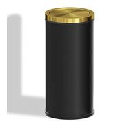 Papelera de tapa oscilante de acero inoxidable cepillado 9L (2,4 gal). Cubo de basura cilíndrico con tapa flotante. Cubo compacto premium para baño, dormitorio, oficina y cocina.(Gold)