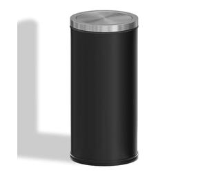 Papelera de tapa oscilante de acero inoxidable cepillado 9L (2,4 gal). Cubo de basura cilíndrico con tapa flotante. Cubo compacto premium para baño, dormitorio, oficina y cocina.(Metallic)