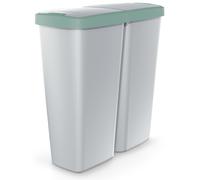 Papelera Duo gris/verde 50L 55x25x57cm