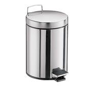 Papelera emco system2, tapa y pedal, redonda, 5 litros, 355300000, Color: acero inoxidable
