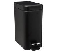 Papelera Negra Rectangular 5L Mat de Metal para Baño Resistente y Compacta