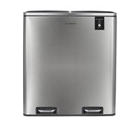 Les Collectors Cubo de basura N°904 con tapa – 60L (2x30L), acero inoxidable, plateado, 66 cm