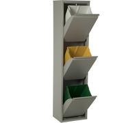 Papelera reciclaje 3 cubos gris mate, 3x18l 33x25x135cm