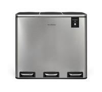 Les Collectors Papelera de reciclaje N°982, acero inoxidable, 54 L (3×18L), pedal, cierre silencioso