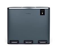 Cubo de basura de clasificación con pedal Dark Grey Les Collectors N° 984, capacidad 60 L, resistente, cocina, separador de residuos 2 bandejas, sellos extraíbles, reciclaje, clasificación selectiva