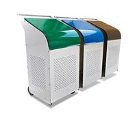 Papelera reciclaje tapa azul 470x600x1020 mm.