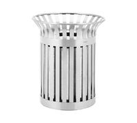 Papelera - redonda - abertura amplia - acero inoxidable / acero galvanizado - plateada | ulsonix