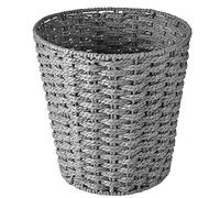 Papelera redonda de estilo cesta de mimbre para dormitorio, baño, oficinas o hogar (gris)