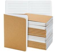 Paper Junkie Paquete de 24 cuadernos de papel kraft A6, diarios de viaje de bolsillo con rayas, cubierta marrón a granel, 80 páginas/40 hojas (14 x 10 cm)