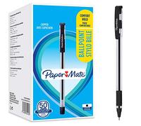 Paper Mate bolígrafos, agarre cómodo, punta fina (0,7 mm), negro, 50 unidades