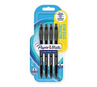 Paper Mate ComfortMate Fresh - Juego de bolígrafos de punta redonda (4 unidades, punta retráctil), color negro