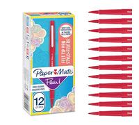 Paper-Mate Rotuladores de punta de fieltro Flair, punta mediana (0,7 mm) rojo, caja de 12