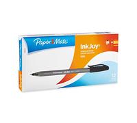 Paper Mate Inkjoy 100 - Bolígrafo 1,0 mm de tinta negro, paquete de 12 unidades, color negro