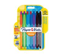 Paper Mate InkJoy 100 CAP, bolígrafo con capuchón, punta media de 1 mm y alegres colores surtidos, paquete de 15 + 5 (1956768)