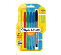 Paper Mate InkJoy 100 CAP, bolígrafo con capuchón, punta media de 1 mm y colores estándares surtidos, paquete de 4 + 1 (1956724)