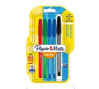 Paper Mate InkJoy 100 CAP, bolígrafo con capuchón, punta media de 1 mm y colores estándares surtidos, paquete de 4 + 1 (1956724)
