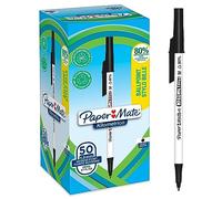 Paper Mate Kilométrico Bolígrafos | Escritura Larga con punta mediana (1,0mm) | Tinta negra | 80% plástico reciclado | 50 unidades