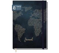 paper&you® dotted Journal A5 con banda elástica "Travel the World" 156 páginas, cuaderno de notas con puntos, diario - sostenible & respetuoso con el clima