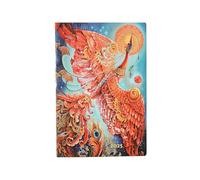 Paperblanks Calendario de 12 meses, tapa blanda Flexi 2025, diseño de pájaro de fuego, mini, vertical, cierre elástico