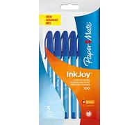 Papermate Inkjoy 100 - Lote de 5 rotuladores con tapa (punta mediana), color azul