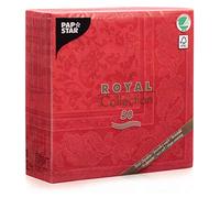 Papstar Servilletas Ornaments Royal Collection 11667 – Juego 50, 40x40 cm, pliegue 1/4, rojo