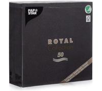 Papstar Royal Collection 10452 - Servilletas de Papel (40 x 40 cm, Pliegue en 1/4, Ideal para gastronomía, hogar o Fiestas, 1 Paquete de 50 Unidades), Color Negro