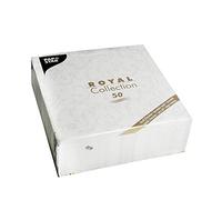 Papstar Royal Collection #84994 - Servilletas, 50 unidades, pliegue 1/4, 40 x 40 cm, blanco «Damascato»