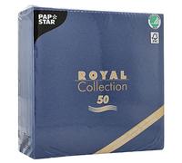 PAPSTAR Royal Collection - Servilletas (50 unidades, pliegue 1/4, 40 x 40 cm, 50 unidades), color azul oscuro