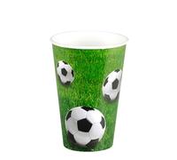 PAPSTAR Vasos de cartón, 0,2 l, diámetro de 7 cm, 9,7 cm, vasos de cartón desechables, diseño de fútbol 88647, 10 unidades