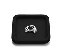 Papten Organizador De Joyas, Bandeja Para Joyas, Apilable | Bandeja para joyas pequeña, 10 × 10 × 1,5 cm, negra, bandeja para joyas, bandeja de cartón para joyas